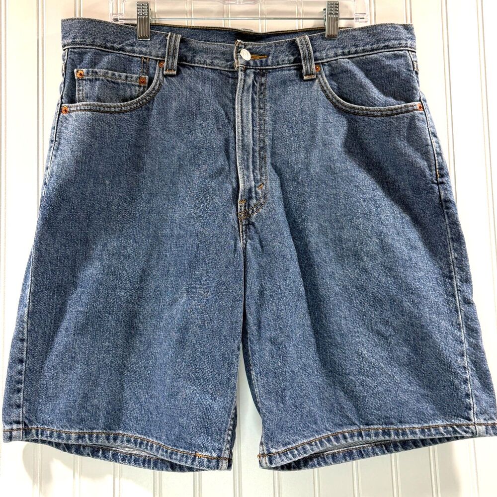 Skater Streetwear Indie Relaxed Bermuda Denim Shorts Vintage Wash Levi's 550 36 - Picture 2 of 8